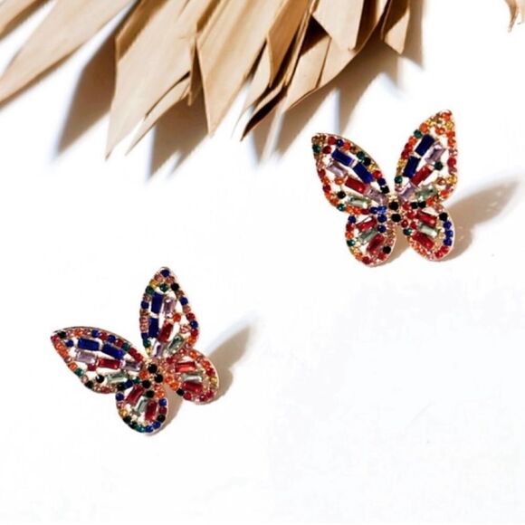 Anthropologie Jewelry - #14 Multicolor diamond butterfly earrings